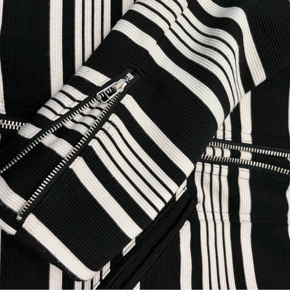 Black & White Textured Moto Zip Jacket - Picture 8 of 9